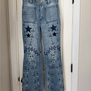 We The Free Delphine Embroidery Flare Jeans